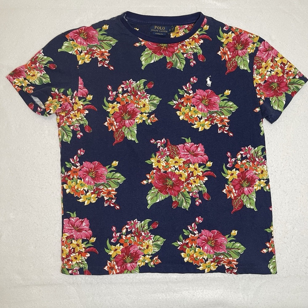 Polo Ralph Lauren Men's Medium Navy Floral Classic Fit T-Shirt